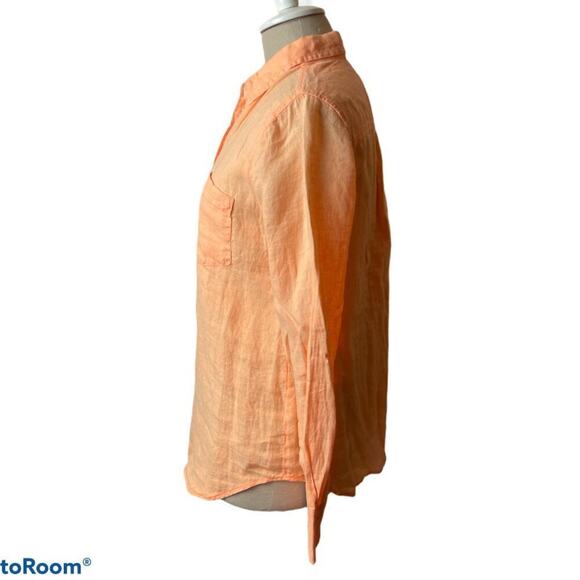 J. Crew Factory I Peach Linen Button Up Long Sleeve Shirt I S Beach Vacation - Picture 2 of 6